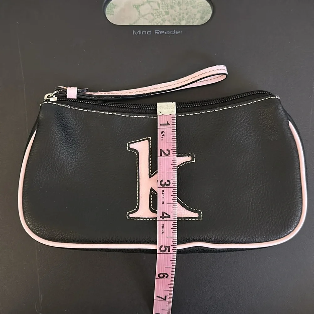 “K” initial black & pink wristlet, makeup, toiletry, cosmetic bag - Picture 4 of 8